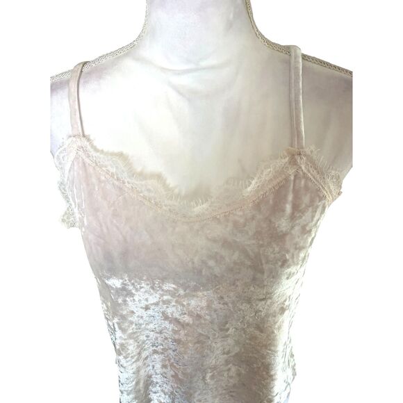 VTG Y2K Lace Trim Pink Velvet Babydoll Cami L Coquette Fairy Romantic Soft Girl - Picture 13 of 13